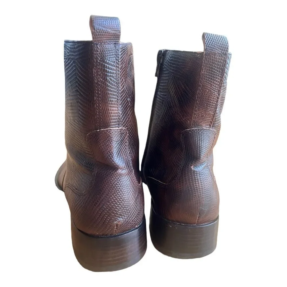 ALDO Men’s Brown Leather Short Ankle Western Cowboy Rodeo Boots Sz 42
